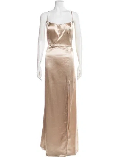 Pre-owned Jenny Yoo Satin Long Dress W/ Tags In Gold