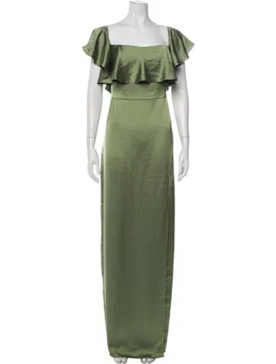 Pre-owned Jenny Yoo Satin Long Dress W/ Tags In Green