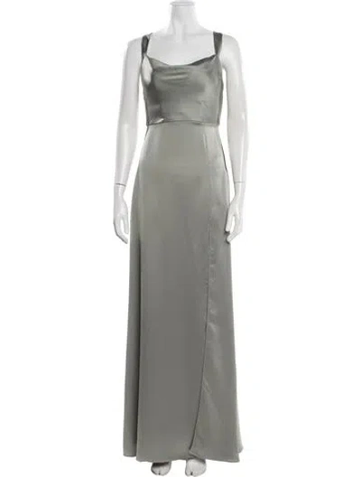 Pre-owned Jenny Yoo Satin Long Dress W/ Tags In Green