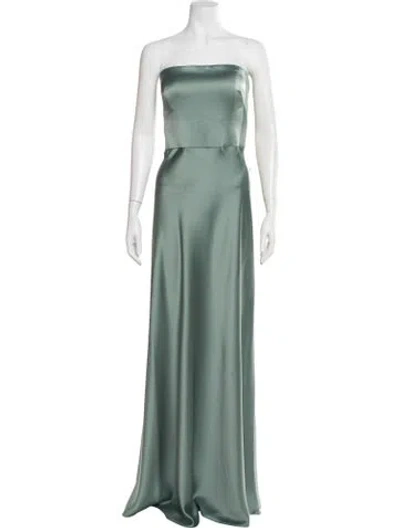 Pre-owned Jenny Yoo Satin Long Dress W/ Tags In Green