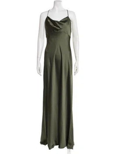 Pre-owned Jenny Yoo Satin Long Dress W/ Tags In Green