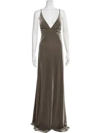 Pre-owned Jenny Yoo Satin Long Dress W/ Tags In Green