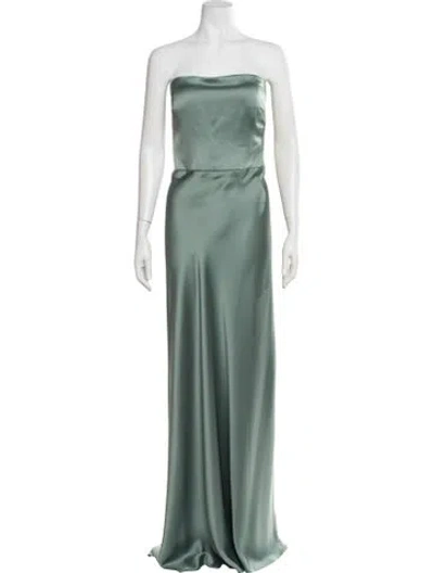 Pre-owned Jenny Yoo Satin Long Dress W/ Tags In Green