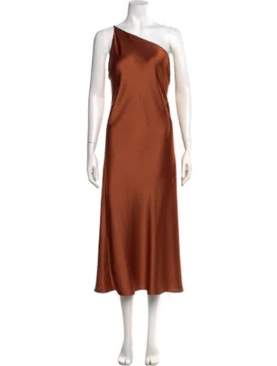 Pre-owned Jenny Yoo Satin Midi Length Dress W/ Tags In Red