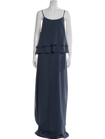 Pre-owned Jenny Yoo Scoop Neck Long Dress In Blue