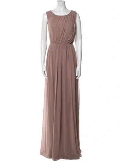 Pre-owned Jenny Yoo Scoop Neck Long Dress In Neutral