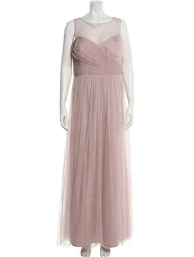 Pre-owned Jenny Yoo Scoop Neck Long Dress In Neutral