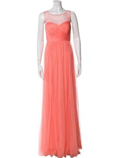 Pre-owned Jenny Yoo Scoop Neck Long Dress In Pink