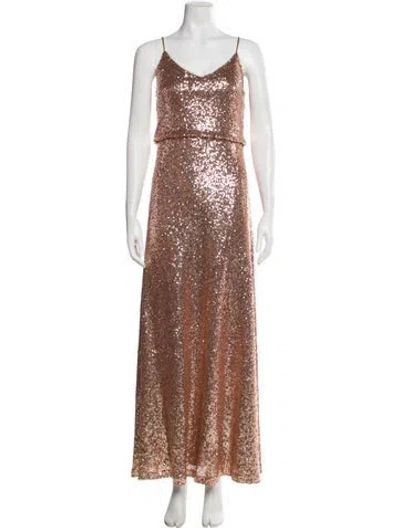 Pre-owned Jenny Yoo Sequin Long Dress In Pink