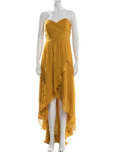 Pre-owned Jenny Yoo Silk Long Dress In Yellow