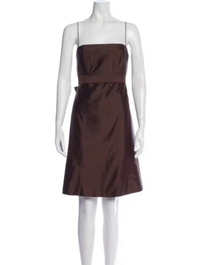 Pre-owned Jenny Yoo Silk Mini Dress In Brown