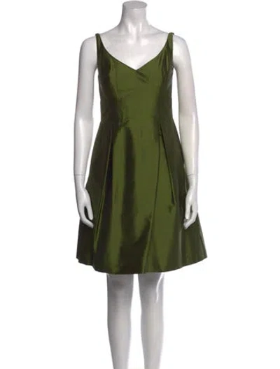 Pre-owned Jenny Yoo Silk Mini Dress In Green