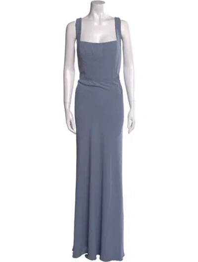 Pre-owned Jenny Yoo Square Neckline Long Dress In Blue