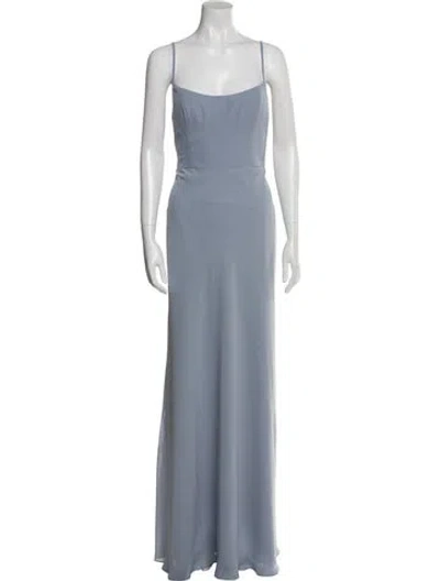 Pre-owned Jenny Yoo Square Neckline Long Dress In Blue