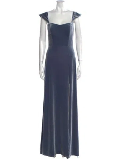 Pre-owned Jenny Yoo Square Neckline Long Dress In Blue