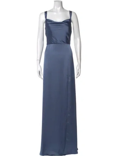 Pre-owned Jenny Yoo Square Neckline Long Dress In Blue