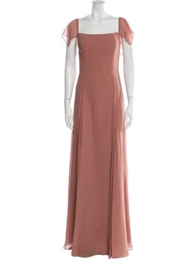 Pre-owned Jenny Yoo Square Neckline Long Dress In Brown