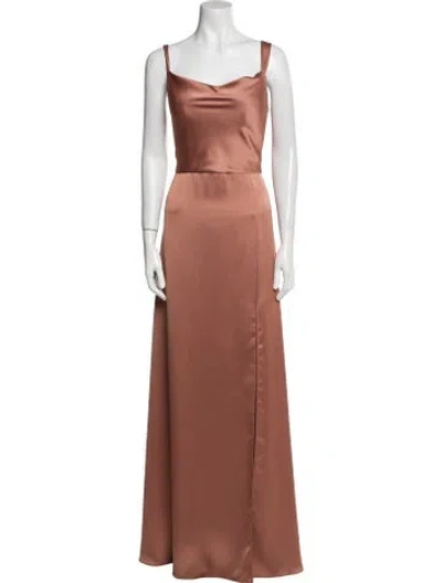 Pre-owned Jenny Yoo Square Neckline Long Dress In Brown