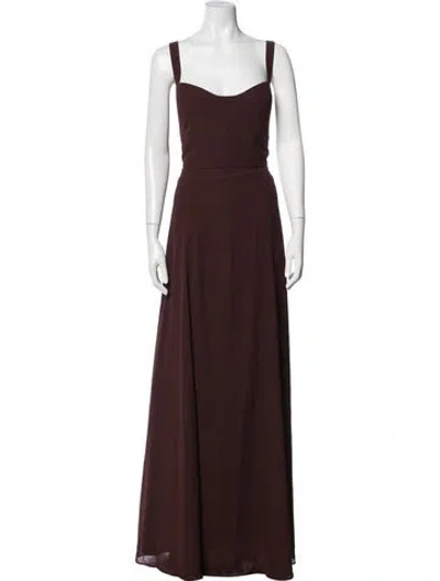 Pre-owned Jenny Yoo Square Neckline Long Dress In Brown