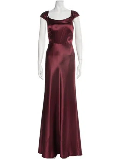 Pre-owned Jenny Yoo Square Neckline Long Dress In Burgundy