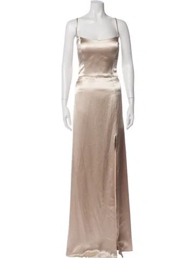 Pre-owned Jenny Yoo Square Neckline Long Dress In Gold