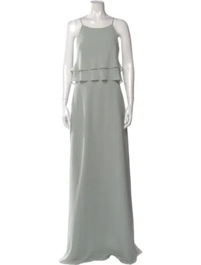 Pre-owned Jenny Yoo Square Neckline Long Dress In Green