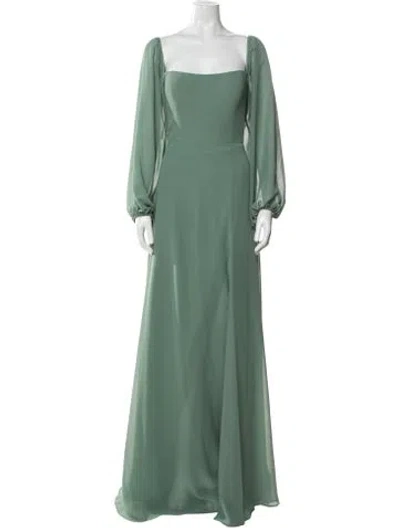 Pre-owned Jenny Yoo Square Neckline Long Dress In Green