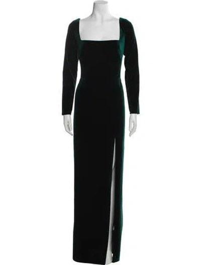 Pre-owned Jenny Yoo Square Neckline Long Dress In Green