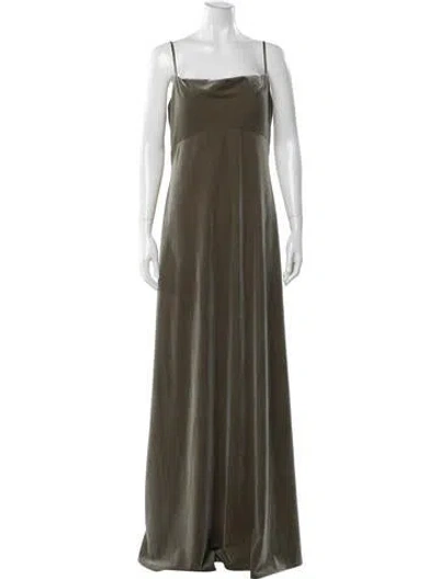 Pre-owned Jenny Yoo Square Neckline Long Dress In Green