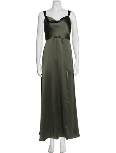 Pre-owned Jenny Yoo Square Neckline Long Dress In Green