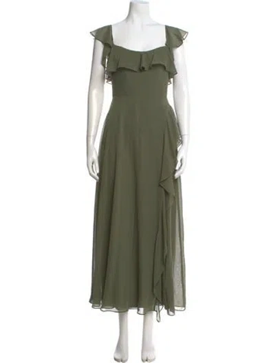 Pre-owned Jenny Yoo Square Neckline Long Dress In Green