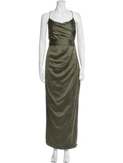 Pre-owned Jenny Yoo Square Neckline Long Dress In Green