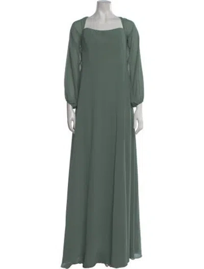 Pre-owned Jenny Yoo Square Neckline Long Dress In Green