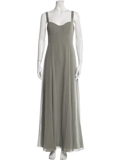 Pre-owned Jenny Yoo Square Neckline Long Dress In Green