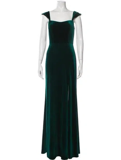 Pre-owned Jenny Yoo Square Neckline Long Dress In Green