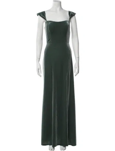 Pre-owned Jenny Yoo Square Neckline Long Dress In Green
