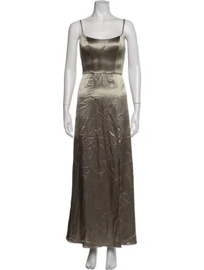 Pre-owned Jenny Yoo Square Neckline Long Dress In Green/metallic