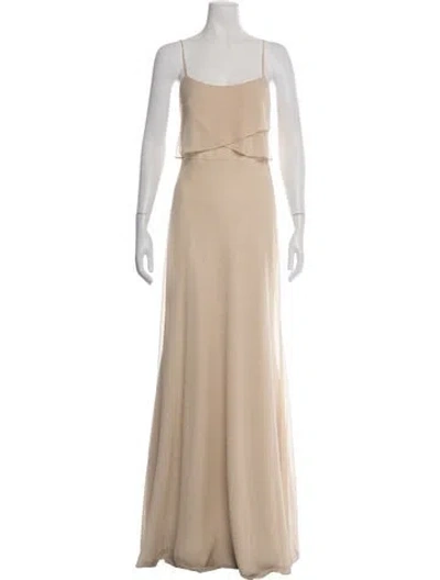 Pre-owned Jenny Yoo Square Neckline Long Dress In Neutrals