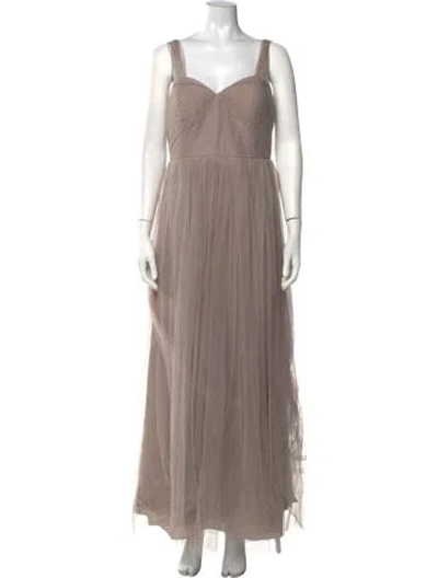 Pre-owned Jenny Yoo Square Neckline Long Dress In Neutrals
