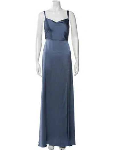 Pre-owned Jenny Yoo Square Neckline Long Dress W/ Tags In Blue