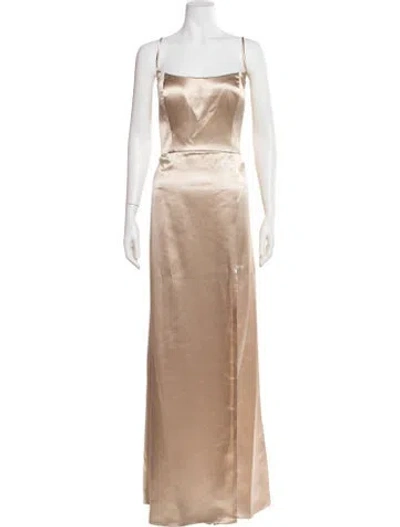 Pre-owned Jenny Yoo Square Neckline Long Dress W/ Tags In Gold