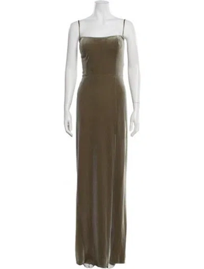 Pre-owned Jenny Yoo Square Neckline Long Dress W/ Tags In Green