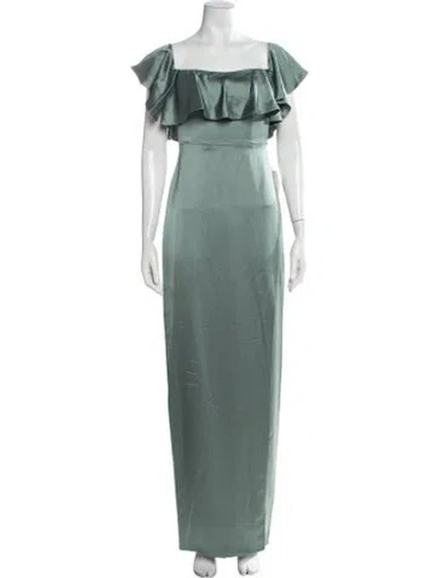 Pre-owned Jenny Yoo Square Neckline Long Dress W/ Tags In Green