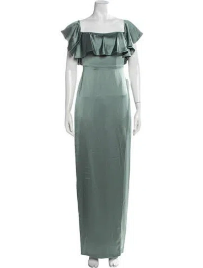 Pre-owned Jenny Yoo Square Neckline Long Dress W/ Tags In Green