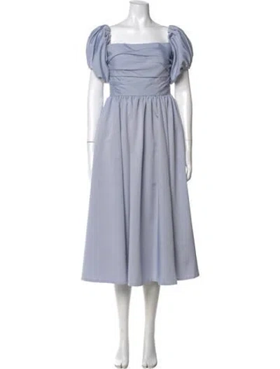 Pre-owned Jenny Yoo Square Neckline Midi Length Dress In Blue
