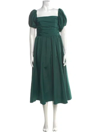 Pre-owned Jenny Yoo Square Neckline Midi Length Dress In Green