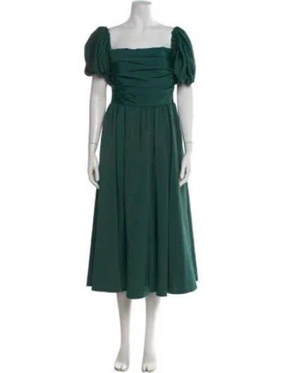 Pre-owned Jenny Yoo Square Neckline Midi Length Dress In Green