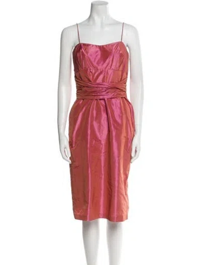 Pre-owned Jenny Yoo Square Neckline Midi Length Dress In Orange