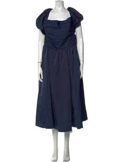 Pre-owned Jenny Yoo Square Neckline Midi Length Dress W/ Tags In Blue