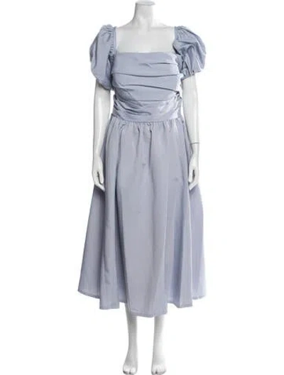 Pre-owned Jenny Yoo Square Neckline Midi Length Dress W/ Tags In Blue